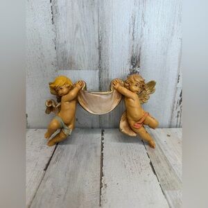 1986 Fontanini E Simonetti Angels Cherubs Holding Banner Figures